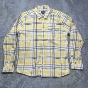 Patagonia Lightweight Fjord Flannel Shirt‎ Mens L Yellow Plaid Organic Cotton